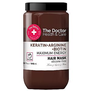 THE DOCTOR Health & Care stiprinanti plaukų kaukė Keratin + Arginine + Biotin 946ml