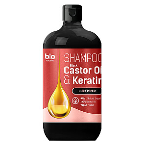BIO NATURELL Shampoo Ultra Repair plaukų šampūnas su ricinos aliejumi ir keratinu 946 ml