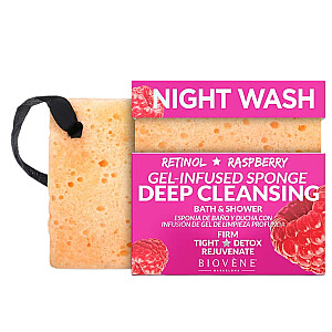 BIOVENE Bath and Shower Sponge Очищающая губка с ретинолом и малиновым гелем 75г