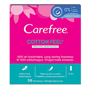 Pėdkelnių įklotai CAREFREE Cotton Feel bekvapiai Normalūs 56 vnt.