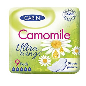 CARIN Antiseptic Ultra Wings itin ploni higieniniai įklotai su ramunėlių sparneliais 9 vnt.