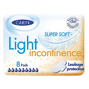 CARIN Light Incontinence Super Soft inkontinencijos įklotai 8 vnt.