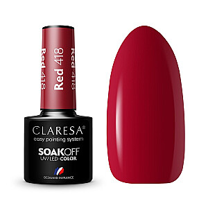 CLARESA Soak Off UV/LED Красный гибридный лак 418 5г