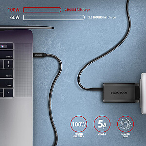 BUCM32-CM15A Кабель USB-C - USB-C 3.2 Gen 2, 1,5 м, PD 100 Вт, 5 А, 4K HD, ALU, плетеный, черный