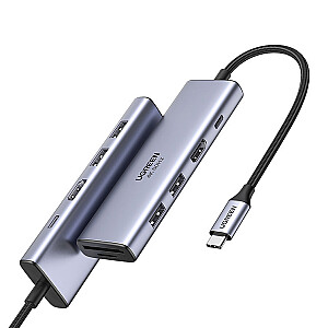 Ugreen 6in1 multifunctional USB Type C HUB - 2x USB 3.2 Gen 1 | HDMI 4K 60Hz | SD and TF memory card reader | USB Type C PD 100W gray (60384 CM511)