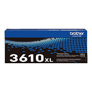 Originali Brother TN-3610XL didelio našumo dažų kasetė, juoda | Brolis TN3610XL | Tonerio kasetė | Juoda