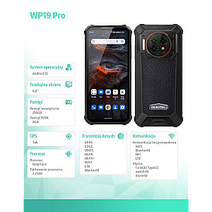 Išmanusis telefonas WP19 Pro 8/256 GB 22000 mAh NFC, juodas