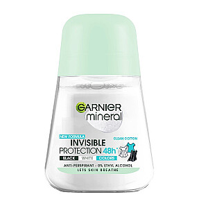 GARNIER Invisible Protection 48H Clean Cotton Moteriškas spygliuotas antiperspirantas, 50 ml