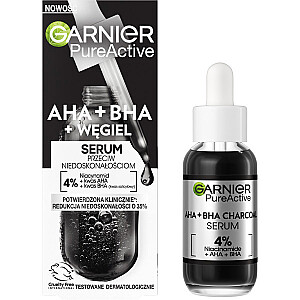 GARNIER Pure Active serumas nuo netobulumo AHA+BHA+anglys 30ml