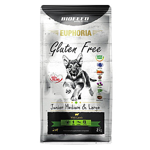 BIOFEED Euphoria Be Gluten Free Junior Medium & Large Lamb - sausas šunų maistas - 2kg