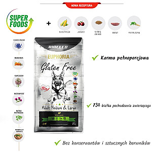 BIOFEED Euphoria Gluten Free Adult Medium & Large Lamb - сухой корм для собак - 12 кг