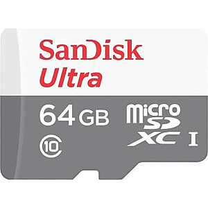 Vaizdo plokštė „SanDisk Ultra MicroSDXC 64 ГБ Class 10 UHS-I“ (SDSQUNR-064G-GN3MN)