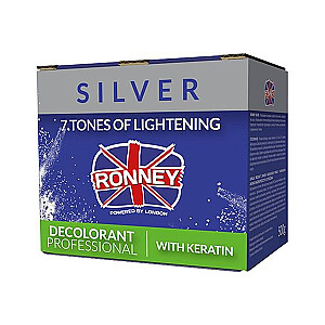 RONNEY Professional обесцвечивающая пудра с кератином осветлитель для волос без пыли с кератином серебро 500г