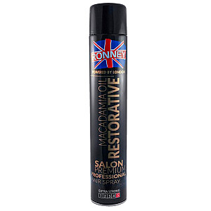 RONNEY Professional Hair Spray Macadamia Oil Восстанавливающий укрепляющий лак для волос 750мл