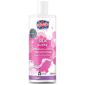 RONNEY Silk Sleek Professional Kondicionierius Lyginamasis, glotninamasis kondicionierius ploniems ir blankiems plaukams 1000 ml