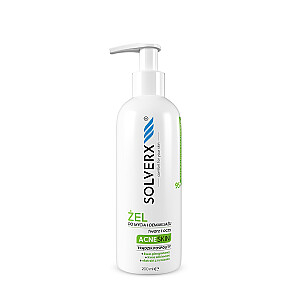 SOLVERX Acne Skin gelis veido ir akių makiažui nuplauti ir nuvalyti spuoguotai ir riebiai odai 200ml