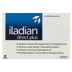 ILADIAN Direct Plus makšties tabletės, raminančios intymių infekcijų simptomus, 10 tablečių