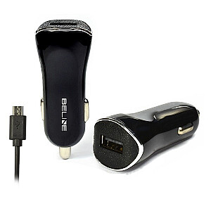 Automobilinis pakrovėjas USB + microUSB 1A, juodas