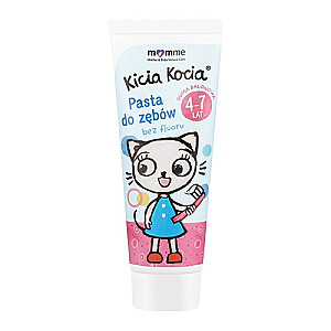 MOMME Mother & Baby Natural Care Kitty Cat dantų pasta su fluoru, kramtomoji guma 4-7 metų vaikams, 50 ml