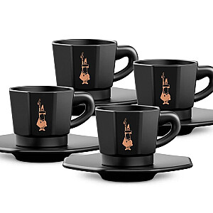 4 BIALETTI PERFETTO MOKA puodelių rinkinys Porcelianas 4x75 ml Juoda