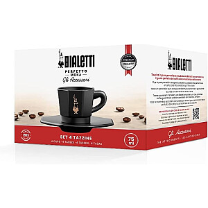 Набор из 4 чашек BIALETTI PERFETTO MOKA Фарфор 4х75 мл Черный