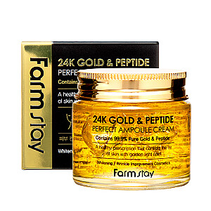 FARMSTAY 24K Gold & Peptide Perfect Ampoule Cream veido ampulė Gold & Peptides 80 ml