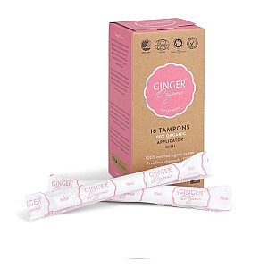 GINGER ORGANIC Tampons Mini ekologiški tamponai su aplikatoriumi 16 vnt.