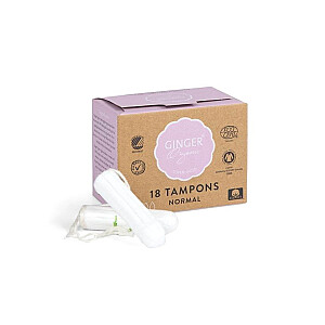 Tamponai GINGER ORGANIC Įprasti ekologiški tamponai be aplikatoriaus 18 vnt.