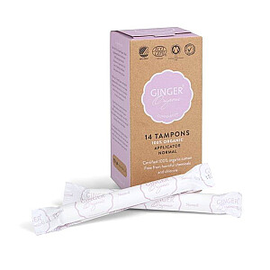 Tamponai GINGER ORGANIC Įprasti ekologiški tamponai su aplikatoriumi 14 vnt.