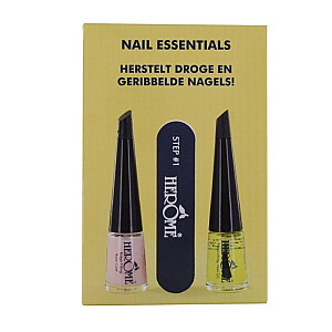 HEROME SET Nail Essentials nagų aliejus 4 ml + lakas + nagų pagrindas 4 ml