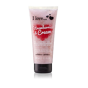 I LOVE Exfoliating Shower Smoothie-peeling do ciała Braškės su kremu 200ml