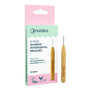 NORDICS Bamboo Interdental Brushes bambukiniai šepetėliai tarpdančių valymui 0,4 mm 8 vnt.