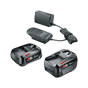 Стартовый комплект Bosch 18В (PBA 2.0Ah + PBA 4.0Ah + AL 18V-20), зарядное устройство (черное, 2 аккумулятора + зарядное устройство, POWER FOR ALL ALLIANCE)