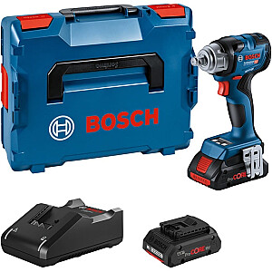 Аккумуляторный ударный гайковерт Bosch GDS 18V-330 HC Professional, 18 В (синий/черный, 2 литий-ионных аккумулятора ProCORE18V 4,0 Ач, модуль Bluetooth, в L-BOXX)