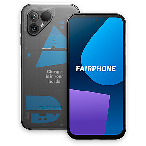„Fairphone 5“ – 6,46–256 GB (skaidrus, „Android 13“, dvi SIM kortelės)
