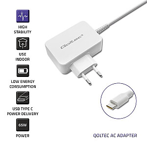 65W kintamosios srovės adapteris | 5-20,3 V | 2-3,25 A | USB tipas C | PD |     Baltas 