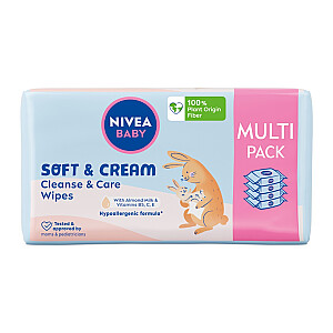 NIVEA Baby Soft&Cream drėgnos servetėlės 4x57 vnt.