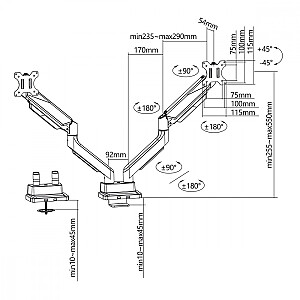 Ergo Office ER-446 dviejų monitorių laikiklis 