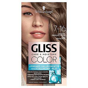Nuolatiniai plaukų dažai GLISS Color Care & Moisture 7-16 Cool Ash Blonde