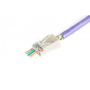 RJ45 (8P8C) Сквозная вилка, кат. 6, экранированная, AWG 26–24, упаковка из 100 шт.