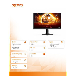 CQ27G4X 27 colių lenktas monitorius Fast VA 180Hz HDMIx2 DP HAS 