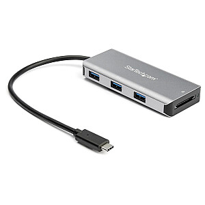 3 prievadų USB-C stebulėlis SU SD KORTELĖS SKAITYTUVO / 10 GB SD SKAITYTUVAS – 3 USB-A, 1 USB-C