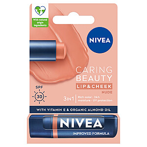 NIVEA Caring Beauty 3in1 Nude rūpestingi lūpų dažai 4,8 g