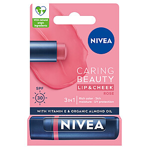 NIVEA Caring Beauty Caring lūpų dažai 3in1 Rose 4,8g