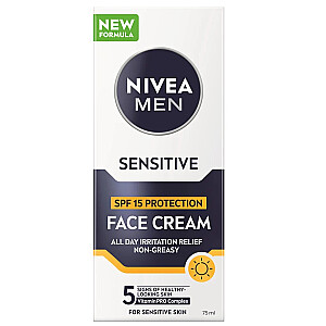 NIVEA Men Sensitive raminamasis veido drėkinamasis kremas SPF15 75 ml