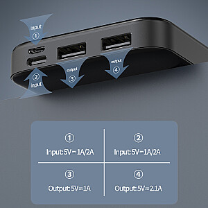 SENDEM PH92 maitinimo blokas 20000 mAh | 2.4A | LED | juodas