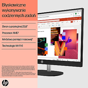 HP AIO 24-cr0005nw Ryzen 5 7520U 23,8 дюйма FHD AG IPS 8 ГБ_DDR5 SSD512 Radeon 610M Win11 2 года в корпусе, белый