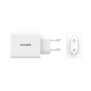 J5create 65W GaN USB-C 3 prievadų įkroviklis – EU (2xUSB-C, 1xUSB3.0; balta) JUP3365E-LT