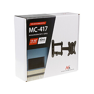 Maclean MC-417 Full Motion ТВ-монитор Настенное крепление 13–32 дюйма, макс. 30 кг. VESA 100x100 Универсальный держатель с черным порошковым покрытием Регулируемое расстояние до стены Вращение Наклон