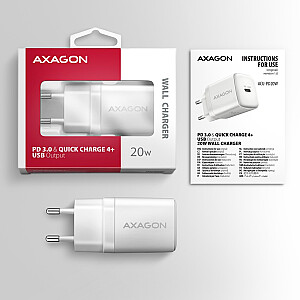 ACU-PD20W Настенное зарядное устройство PD 20 Вт, 1 порт USB-C, PD3.0/QC3.0/AFC/FCP/Apple White